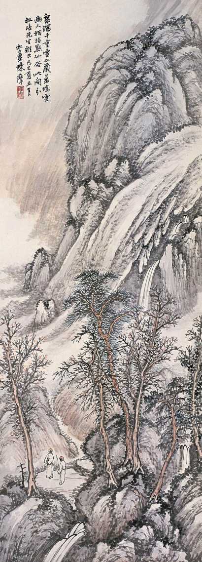 陈摩 己巳（1905）年作 山藏复雪 立轴
